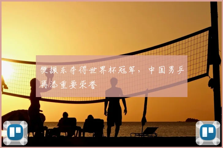 樊振东夺得世界杯冠军,中国男乒再添重要荣誉